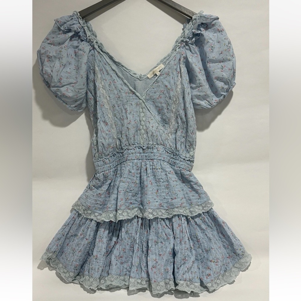 Love Shack Fancy Carlo Tiered Flora Dress in Bella Blue